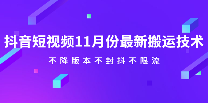 图片[1]-抖音短视频11月份最新搬运技术，不降版本不封抖不限流！【视频课程】-多课资源站