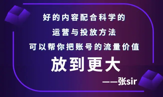 图片[1]-张sir账号流量增长课，告别海王流量，让你的流量更精准-臭虾米网