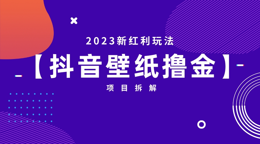 新红利玩法：抖音壁纸撸金项目-多课资源站