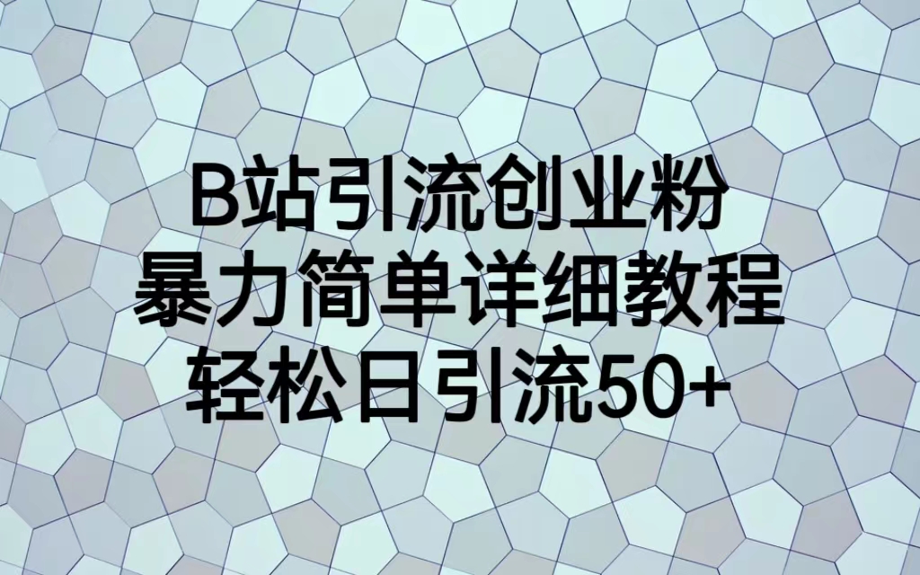 B站引流创业粉,暴力简单详细教程,轻松日引流50+-多课资源站