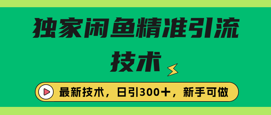 独家闲鱼引流技术,日引300+实战玩法 -多课资源站