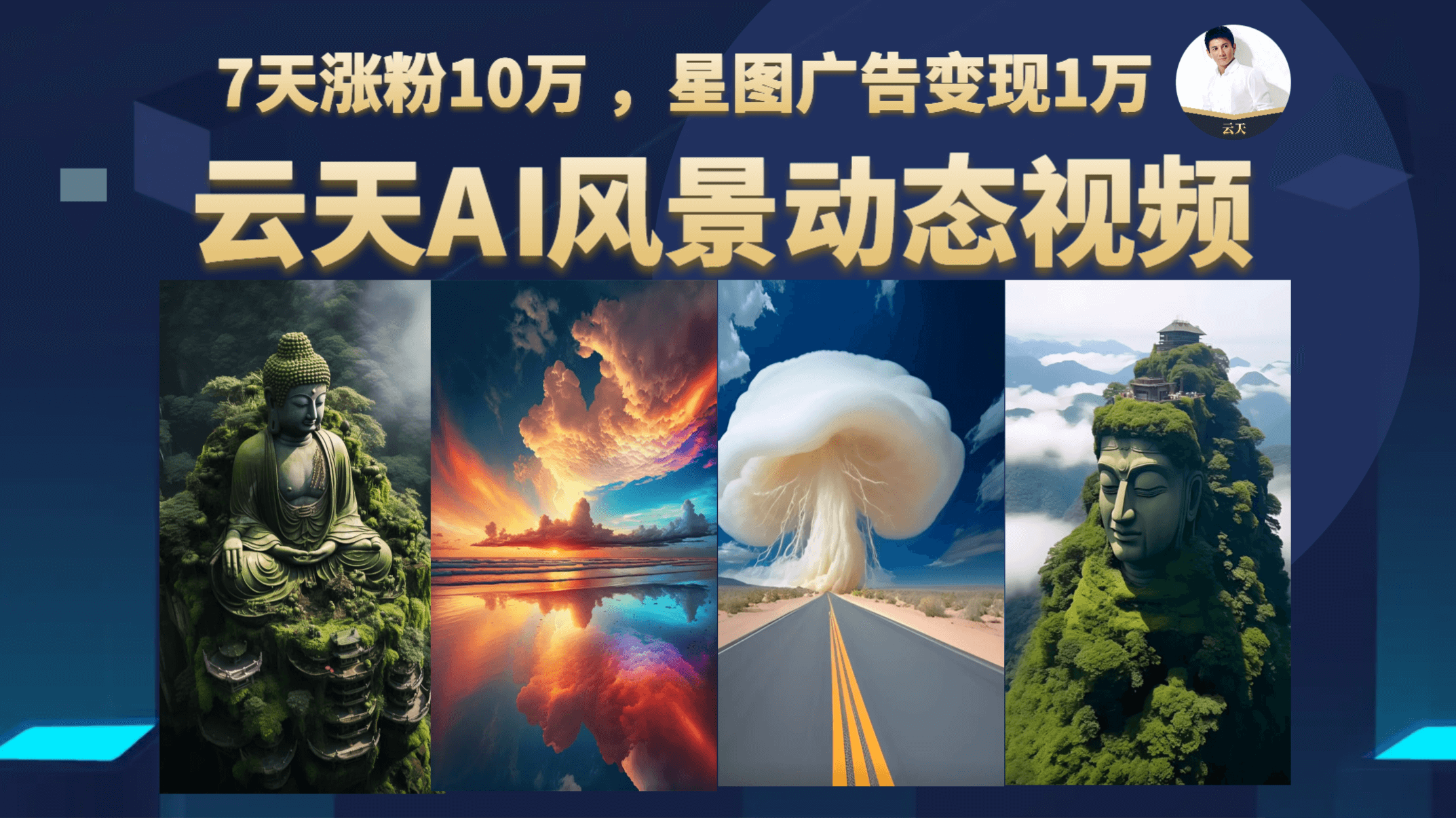 云天AI风景动图视频制作,7天涨粉10万 ,星图广告变现1万-多课资源站