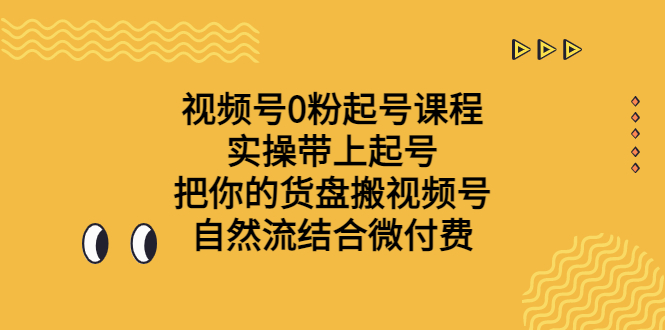视频号0粉起号课程 实操带上起号 把你的货盘搬视频号 自然流结合微付费-多课资源站