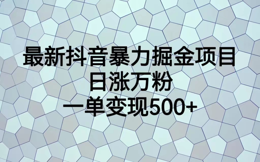 最新抖音暴力掘金项目，日涨万粉，一单变现500+-多课资源站