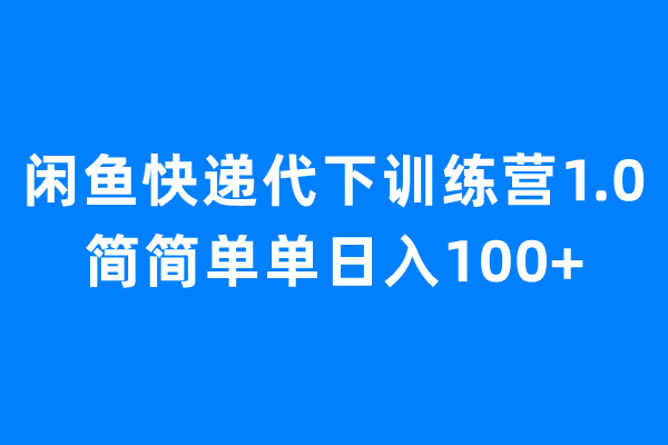 闲鱼快递代下训练营1.0，简简单单日入100+-多课资源站