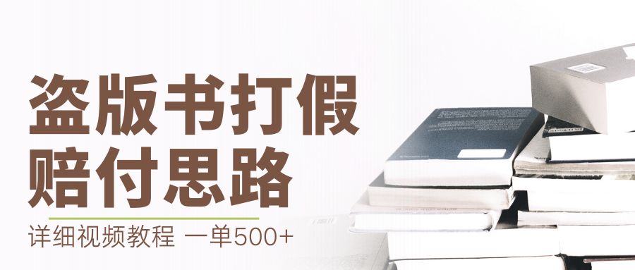 最新盗版书赔付打假项目，一单利润500+【详细玩法视频教程】-多课资源站