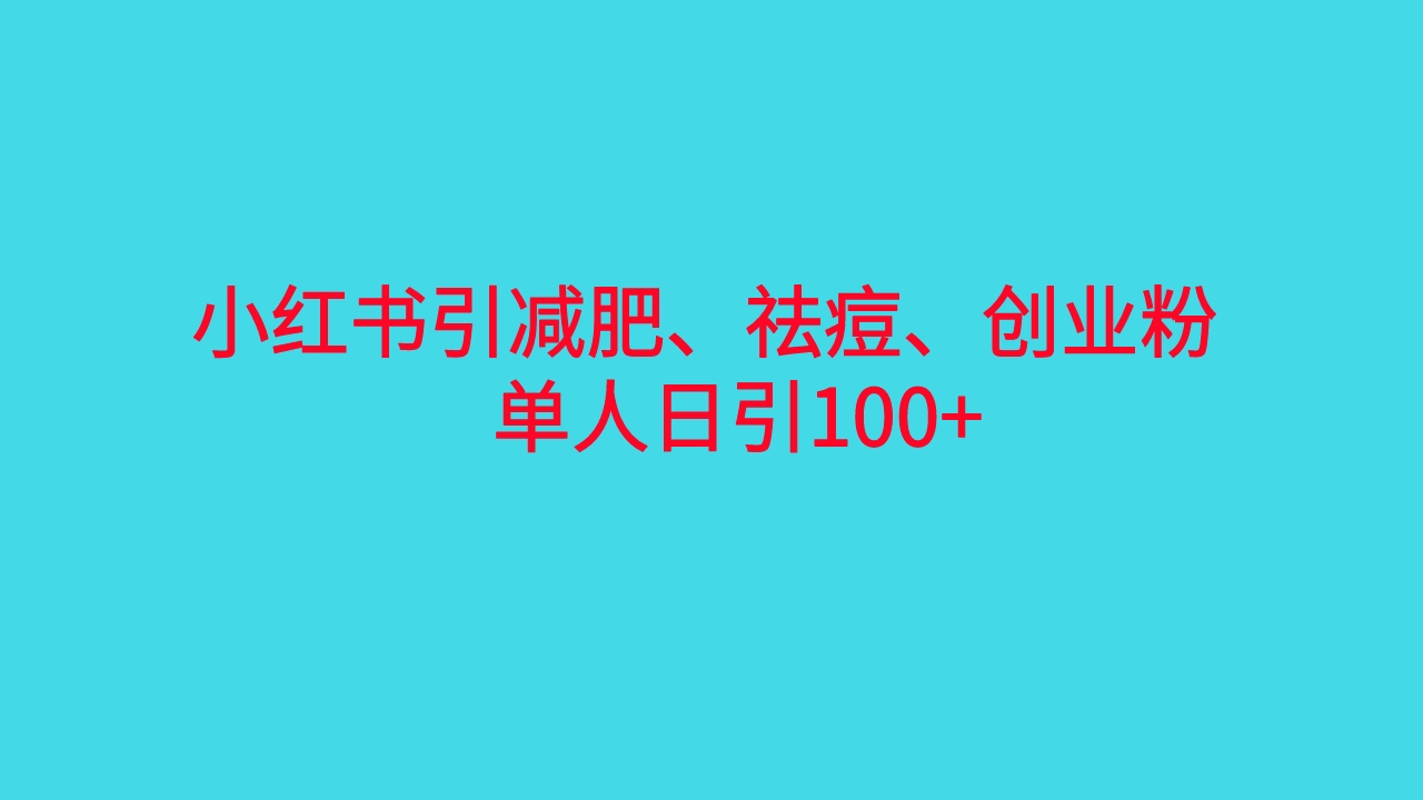 小红书精准引流，减肥、祛痘、创业粉单人日引100+（附软件）-多课资源站