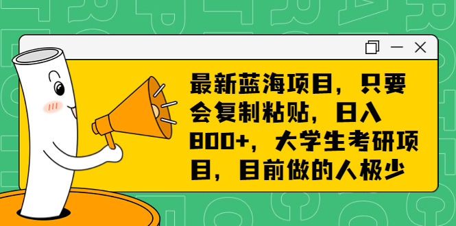 最新蓝海项目，只要会复制粘贴，日入800+，大学生考研项目，目前做的人极少-多课资源站