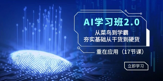 AI学习班2.0：从菜鸟到学霸，夯实基础从干货到硬货，重在应用（17节课）-多课Ai资源库