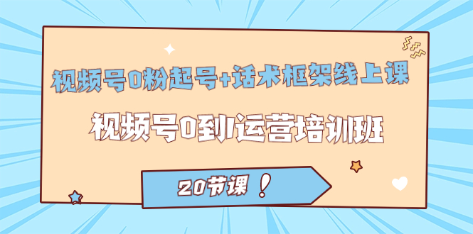 视频号·0粉起号+话术框架线上课：视频号0到1运营培训班（20节课）-多课资源站