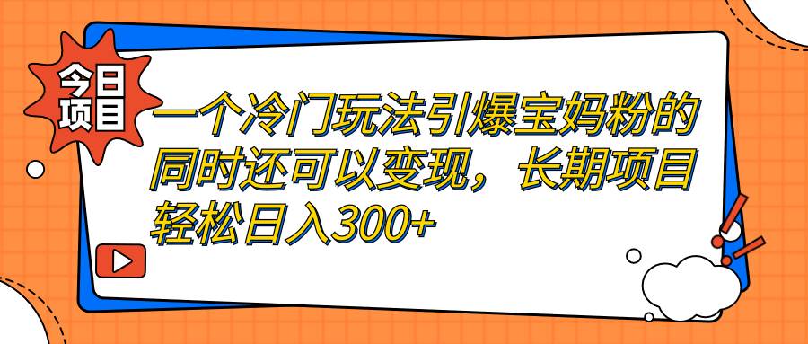 一个冷门玩法引爆宝妈粉的同时还可以变现，长期项目轻松日入300+-多课资源站