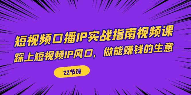 短视频口播IP实战指南视频课，踩上短视频IP风口，做能赚钱的生意（22节课）-多课资源站