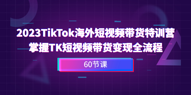 TikTok海外短视频带货特训营,掌握TK短视频带货变现全流程(60节课)-多课资源站