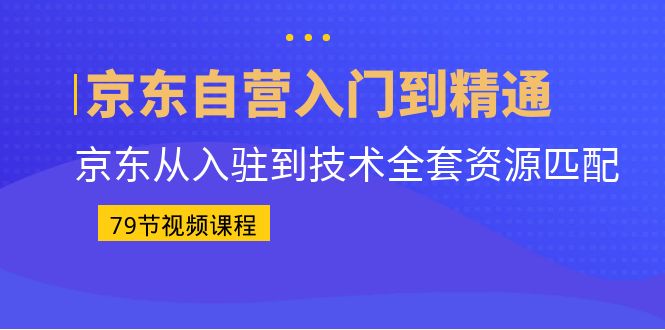 京东自营入门到精通:京东从入驻到技术全套资源匹配(79节课)-多课资源站
