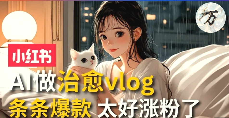 AI治愈系vlog动画视频，小红书1个月轻松涨粉破万，商单报价1500 日入2000-多课Ai资源库