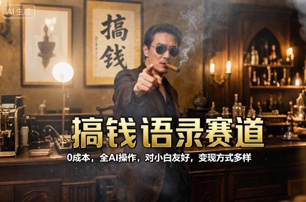 搞钱语录赛道,0成本,全AI操作,对小白友好,变现方式多样