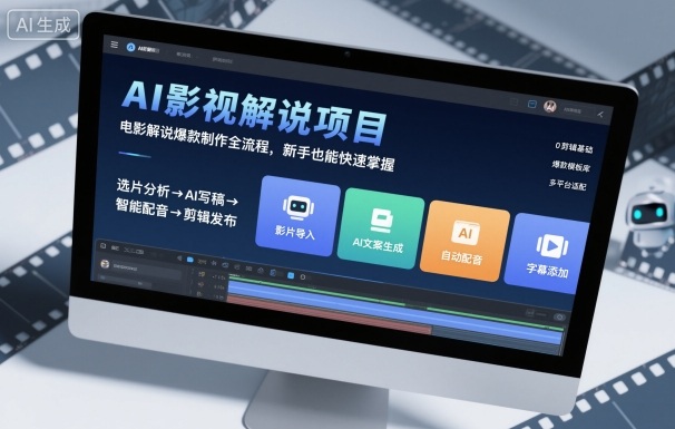 AI影视解说项目，电影解说爆款制作全流程，新手也能快速掌握